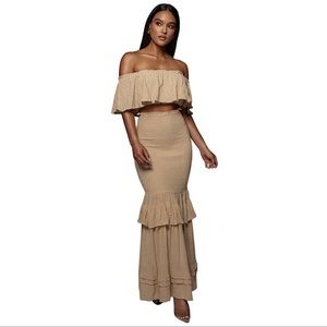 J Lux label beige Sienna ruffled skirt set - Never worn